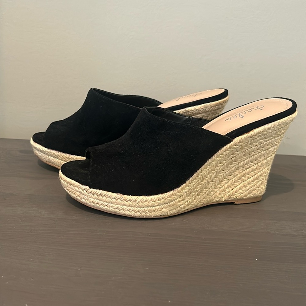 Charles by Charles David black suede wedges size 7